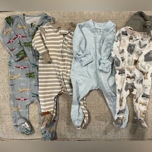 Bundle 4 zip pajamas - NB through 3months